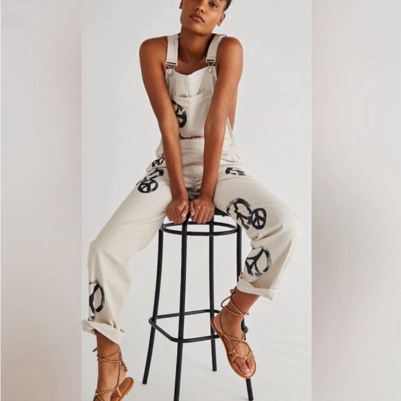 Free People Ziggy Overalls Peace Sign - Picture 3 of 15